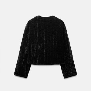 NWT Zara Quilted Velvet Jacket in Black - Large